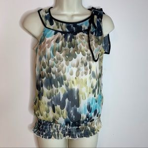 A. Byer Women’s Blouson Watercolor Print Sleeveless Top size Small